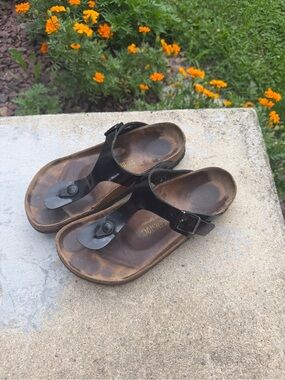 Birkenstock Size 37 Black Gizeh Thong Sandals
